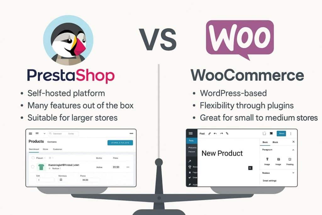 PrestaShop vs WooCommerce – kuri platforma geresnė parduotuvei?
